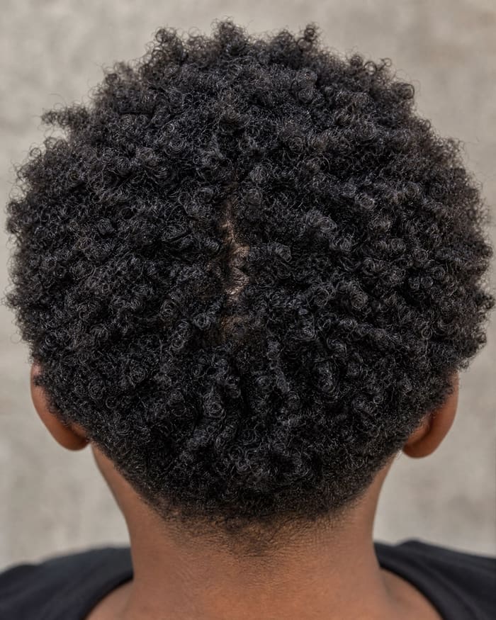 Coily hair worn in a protective style